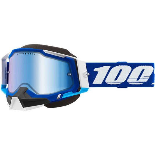 100% Racecraft 2 Snowmobile Goggles Blue / Mirror Blue Lens