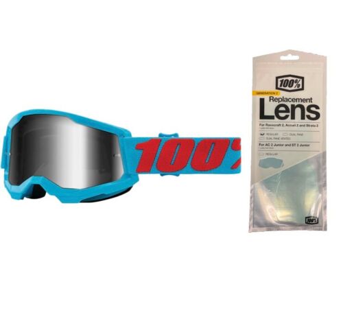 100% Strata 2 Motocross Goggles + Photochromic Lens Summit w/ Silver Mirror Lens + Photochromic Lens