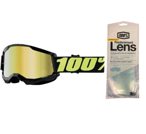 100% Strata 2 Motocross Goggles + Photochromic Lens Upsol / Gold Mirror Lens + Photochromic Lens