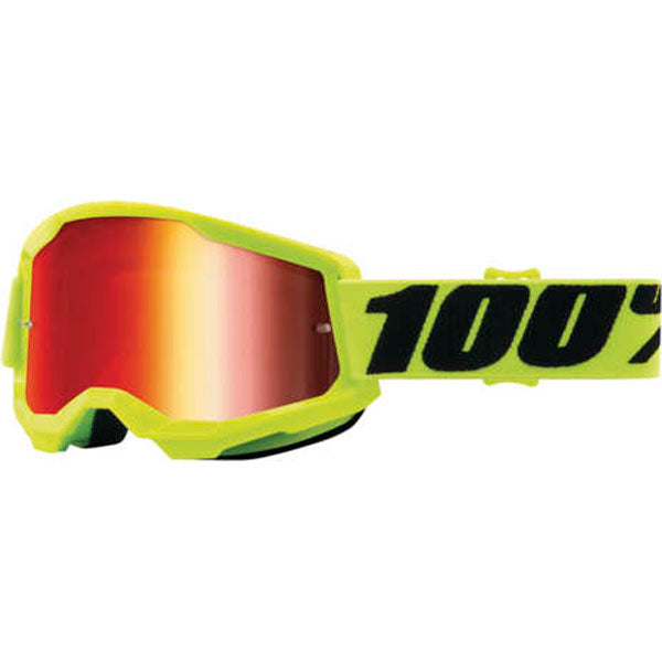 100% Strata 2 Goggles Yellow / Red Mirrored Lens