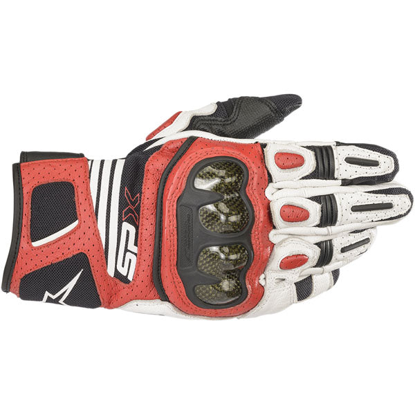 Alpinestars SPX AC V2 Motorcycle Gloves - White/Black/Red
