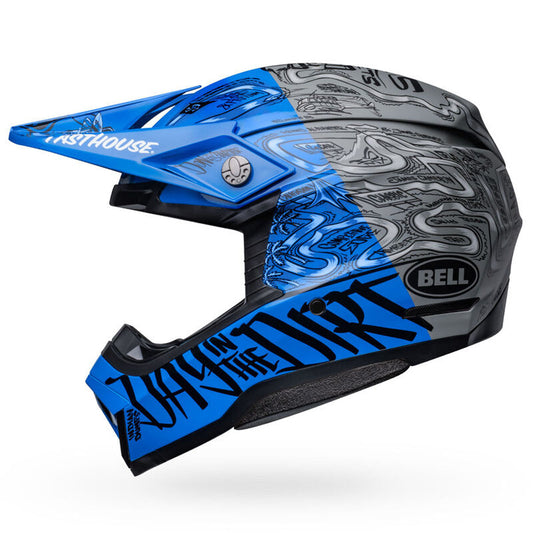 Bell Moto-10 Spherical FastHouse Day In The Dirt 23 Helmet (CLOSEOUT) - Matte/Gloss Blue/Grey