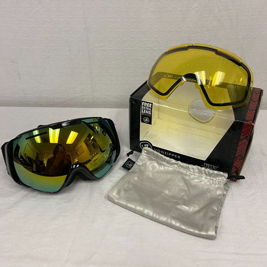 VonZipper El Kabong Snow Goggles - Gloss Black / Gold Chrome Lens (OPEN-BOX) - ExtremeSupply.com