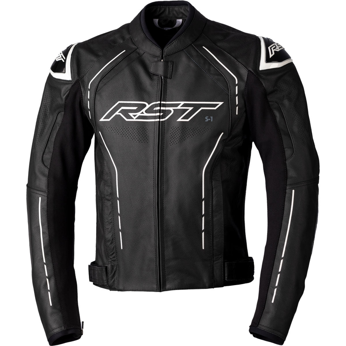 RST S1 CE Leather Jacket Black/Black/White