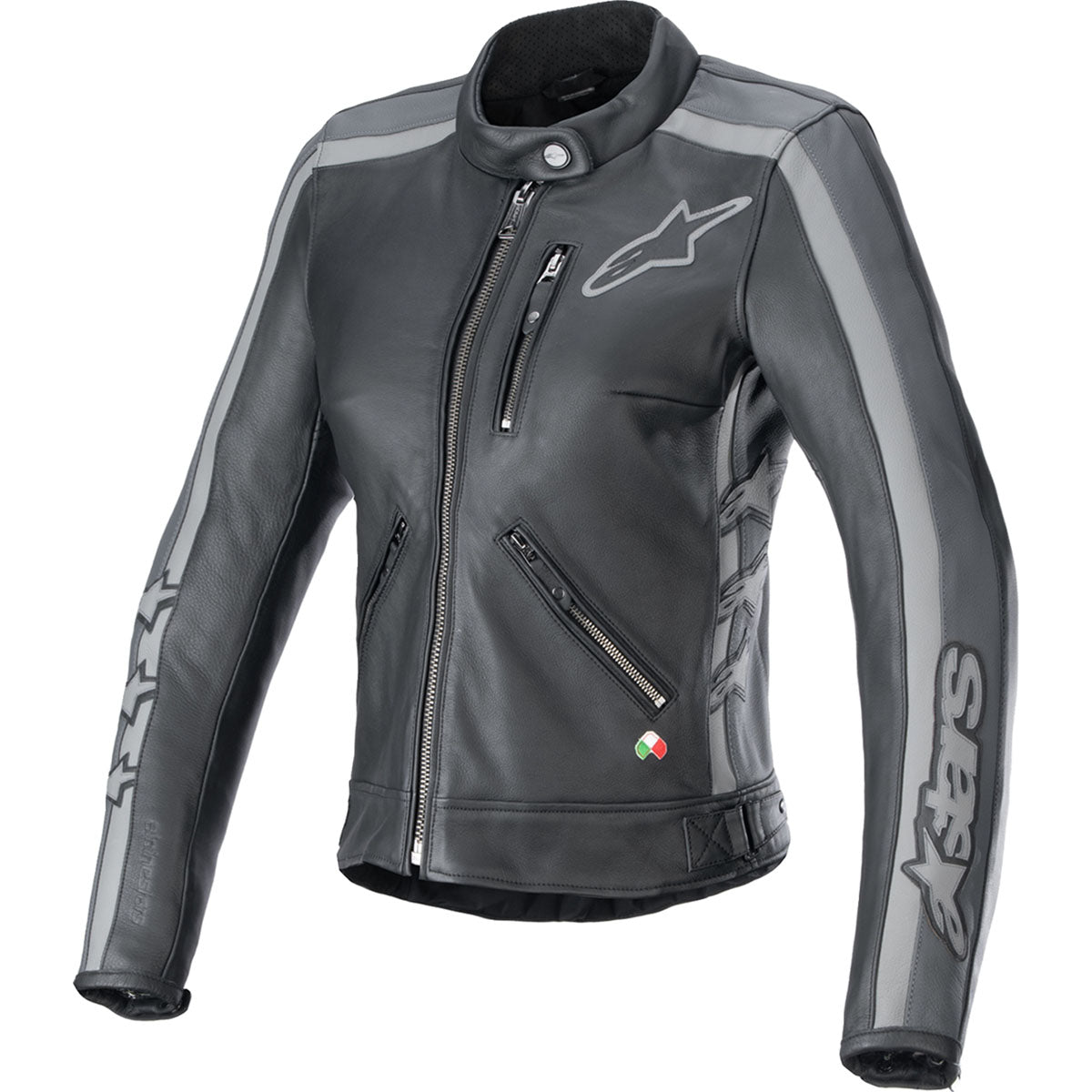 Alpinestars Stella Dyno Leather Jacket - Black Tar Gray/Dark Gray