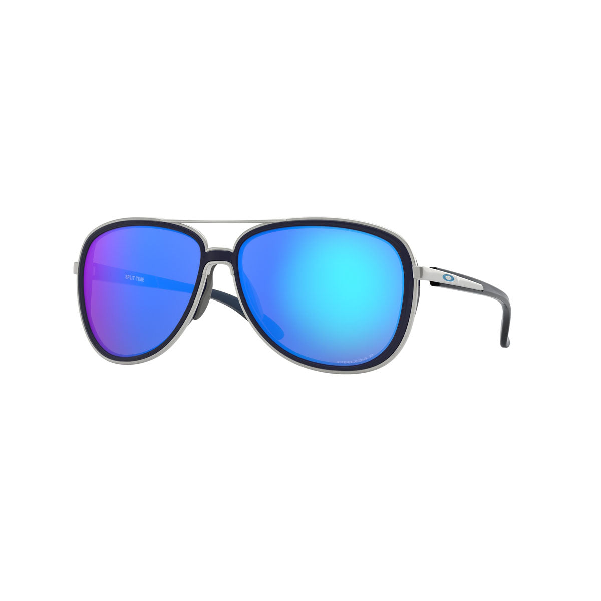 Oakley Womens Split Time Polarized Sunglasses - Navy/Satin Chrome /PRIZM Sapphire Polarized