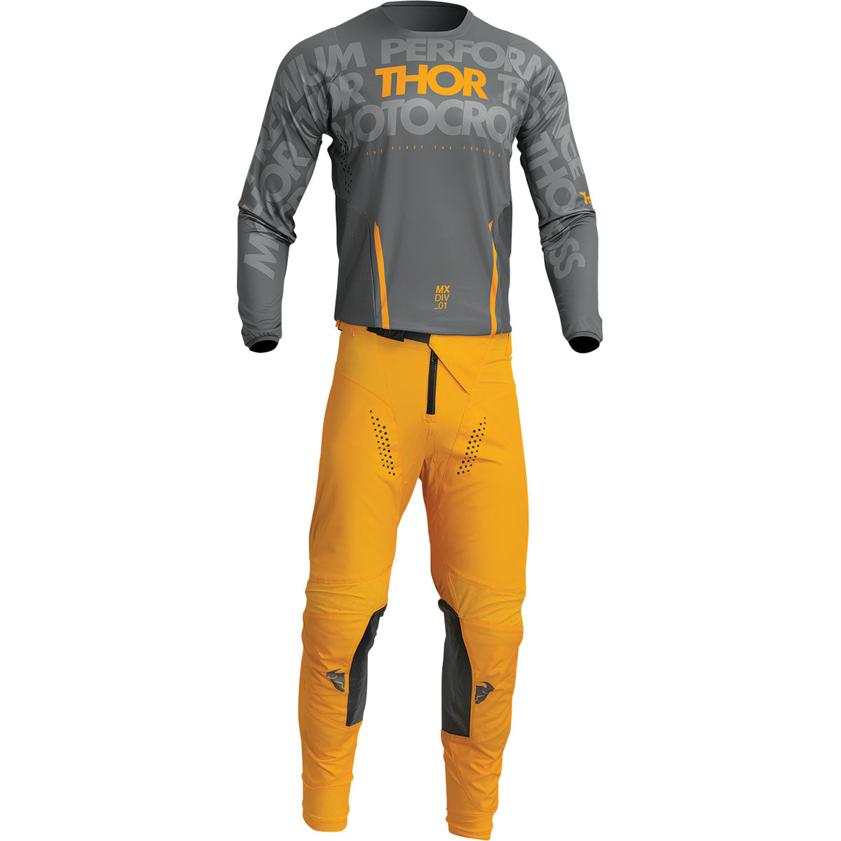 Thor Pulse Mono Gear Set / Jersey Pant Combo CLOSEOUT - Gray/Yellow