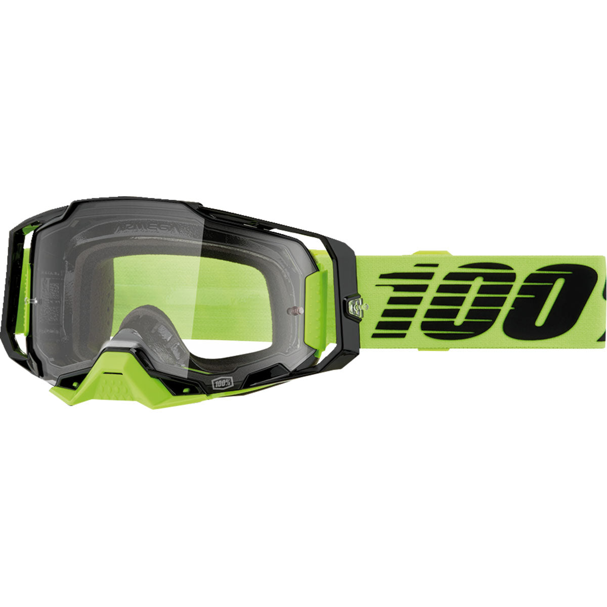 100% Armega Goggles Neon Yellow / Clear Lens