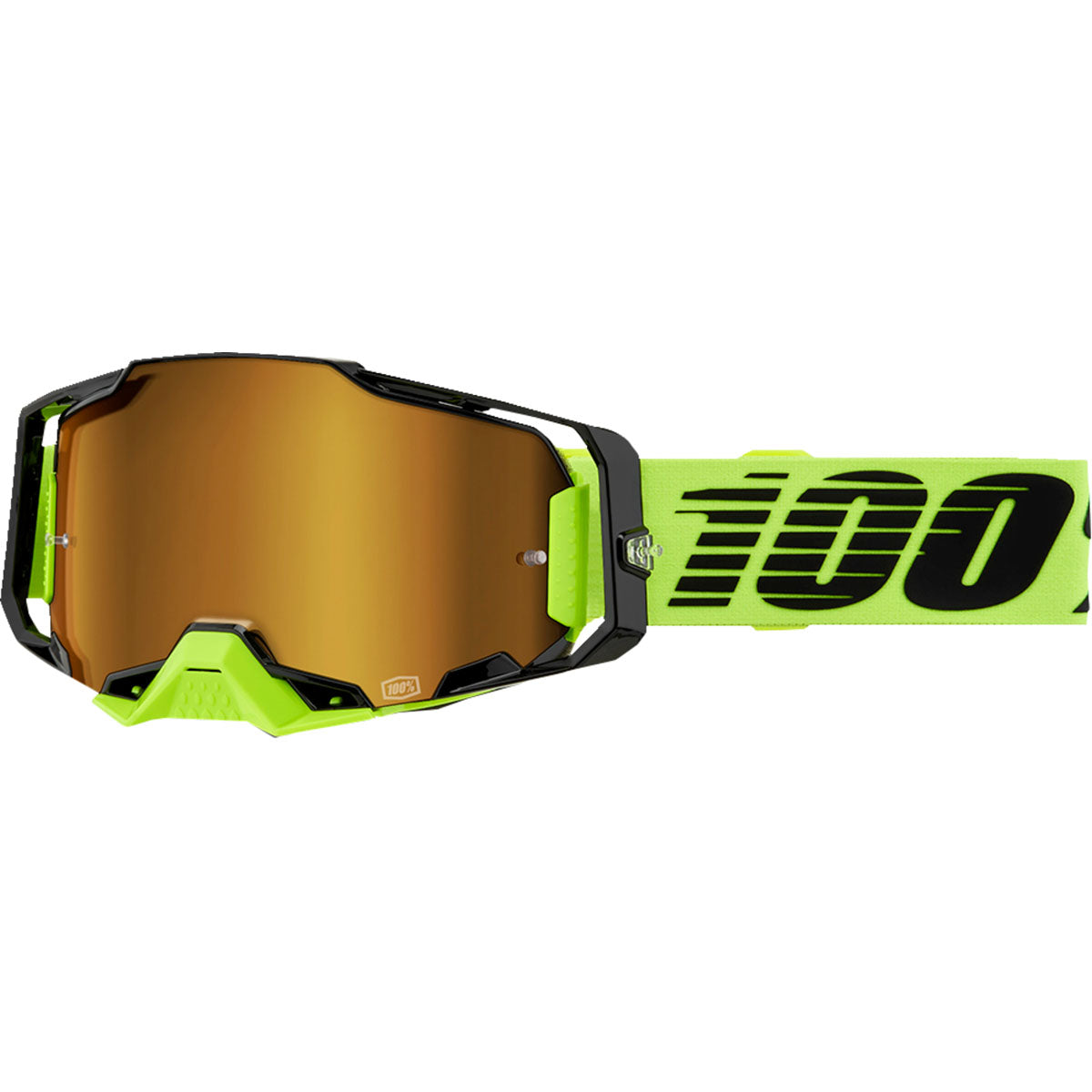 100% Armega Goggles Neon Yellow / Gold Mirror Lens