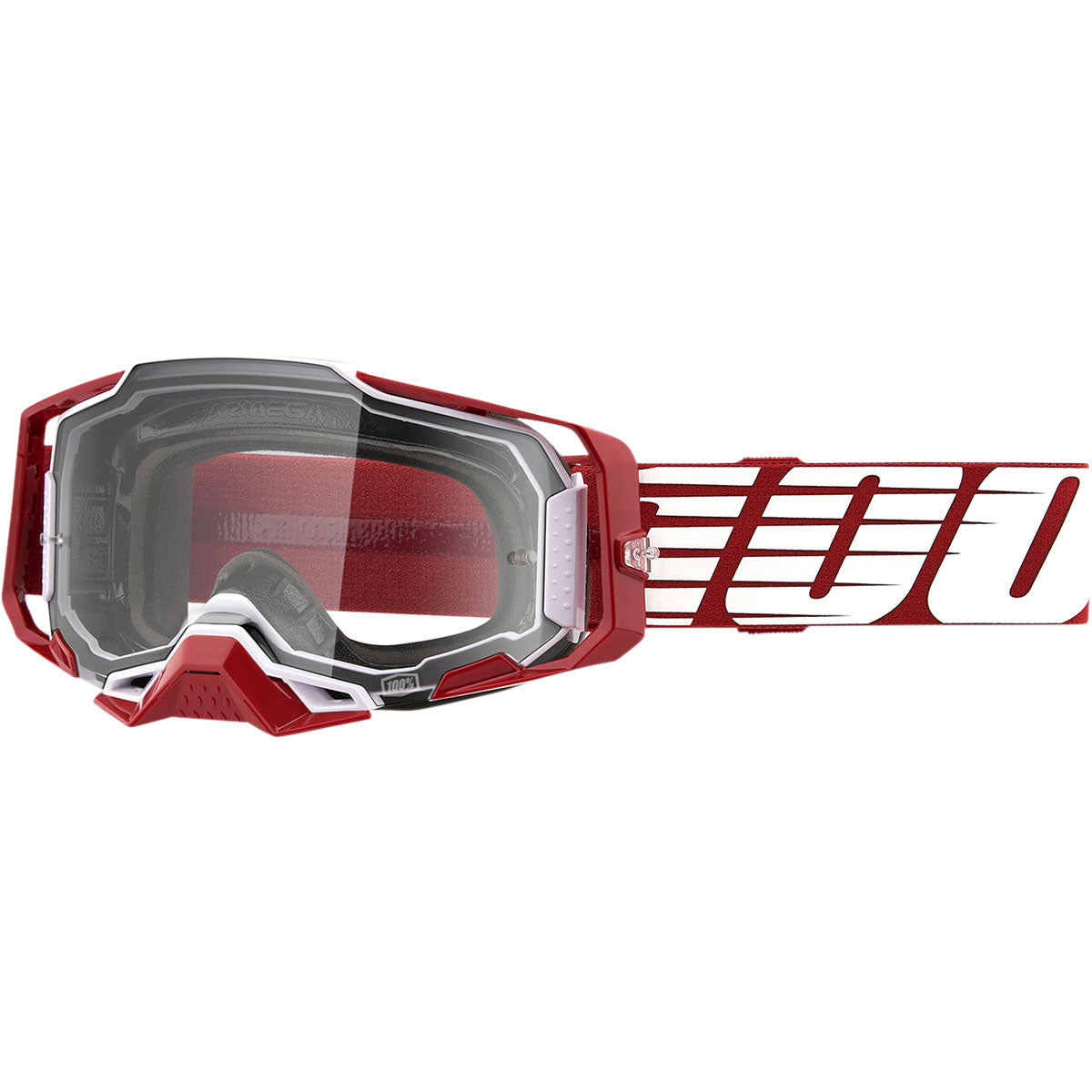 100% Armega Goggles Oversized Deep Red / Clear Lens