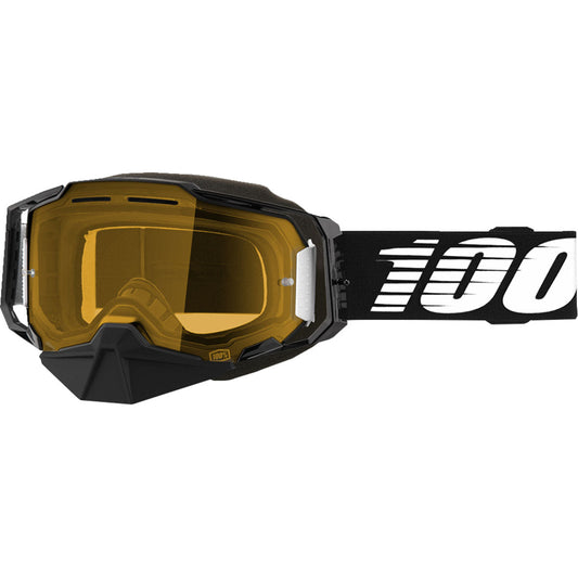 100% Armega Snow Goggles Black / Yellow Lens