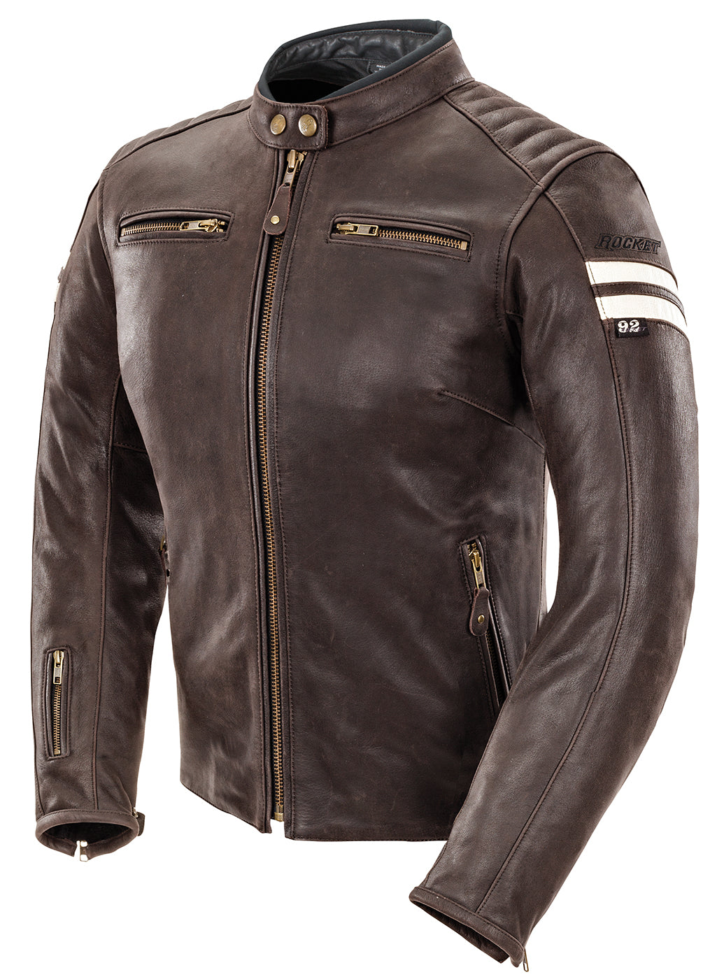 Joe Rocket Womens Classic '92 Leather Jacket - Brown/Cream