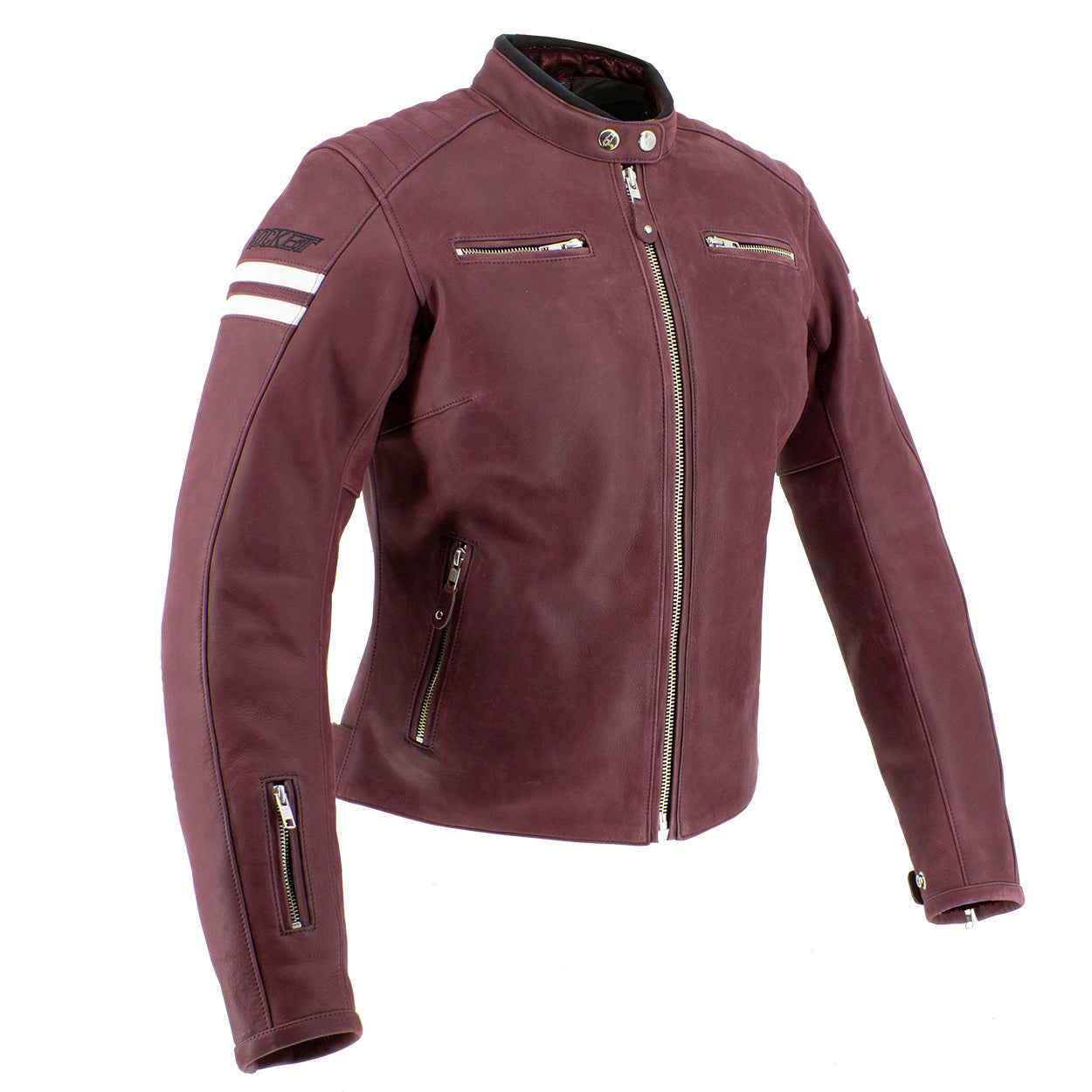 Joe Rocket Womens Classic 92 Leather Jacket - Ox Blood/Cream