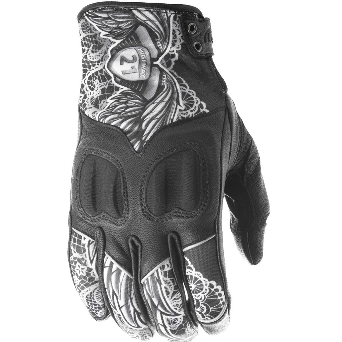 Highway 21 Womens Vixen Gloves - Black/White Lace