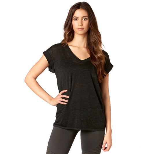 Fox Racing Womens Whirlwind Roll Sleeve Tee - Heather Black