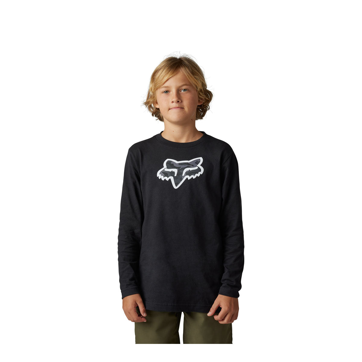 Fox Racing Youth Vzns Camo Long Sleeve Tee - Black