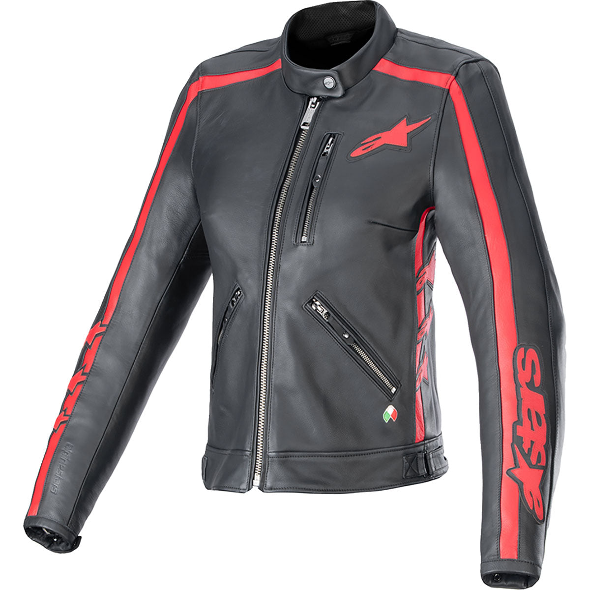 Alpinestars Stella Dyno Leather Jacket - Black/Haute Red