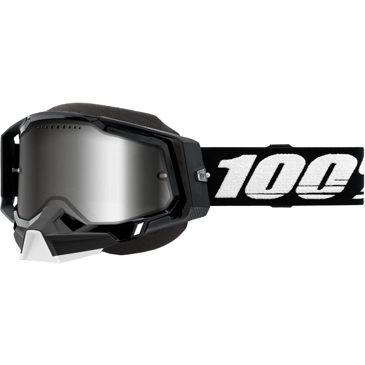 100% Racecraft 2 Snowmobile Goggles Black / Mirror Silver Lens