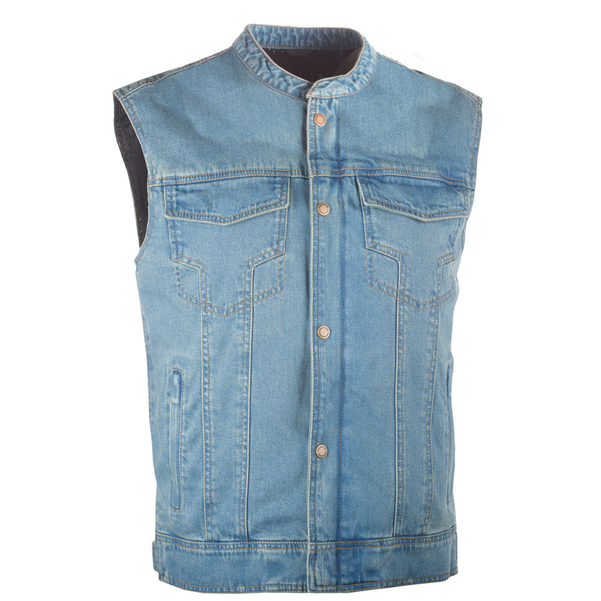 Highway 21 Iron Sights Club Collar Denim Vest - Blue