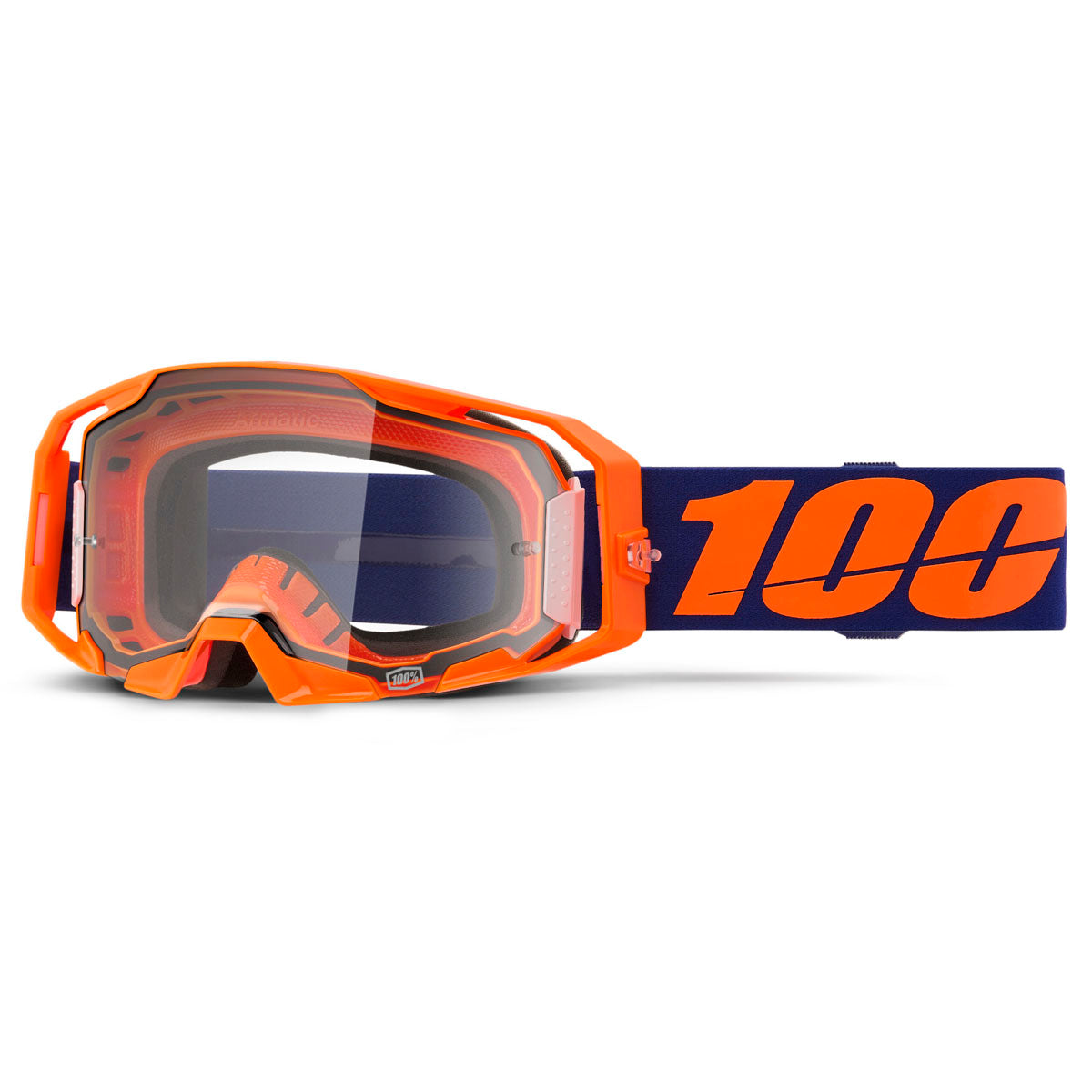 100% Armatic Goggles Neon Orange / Clear Lens