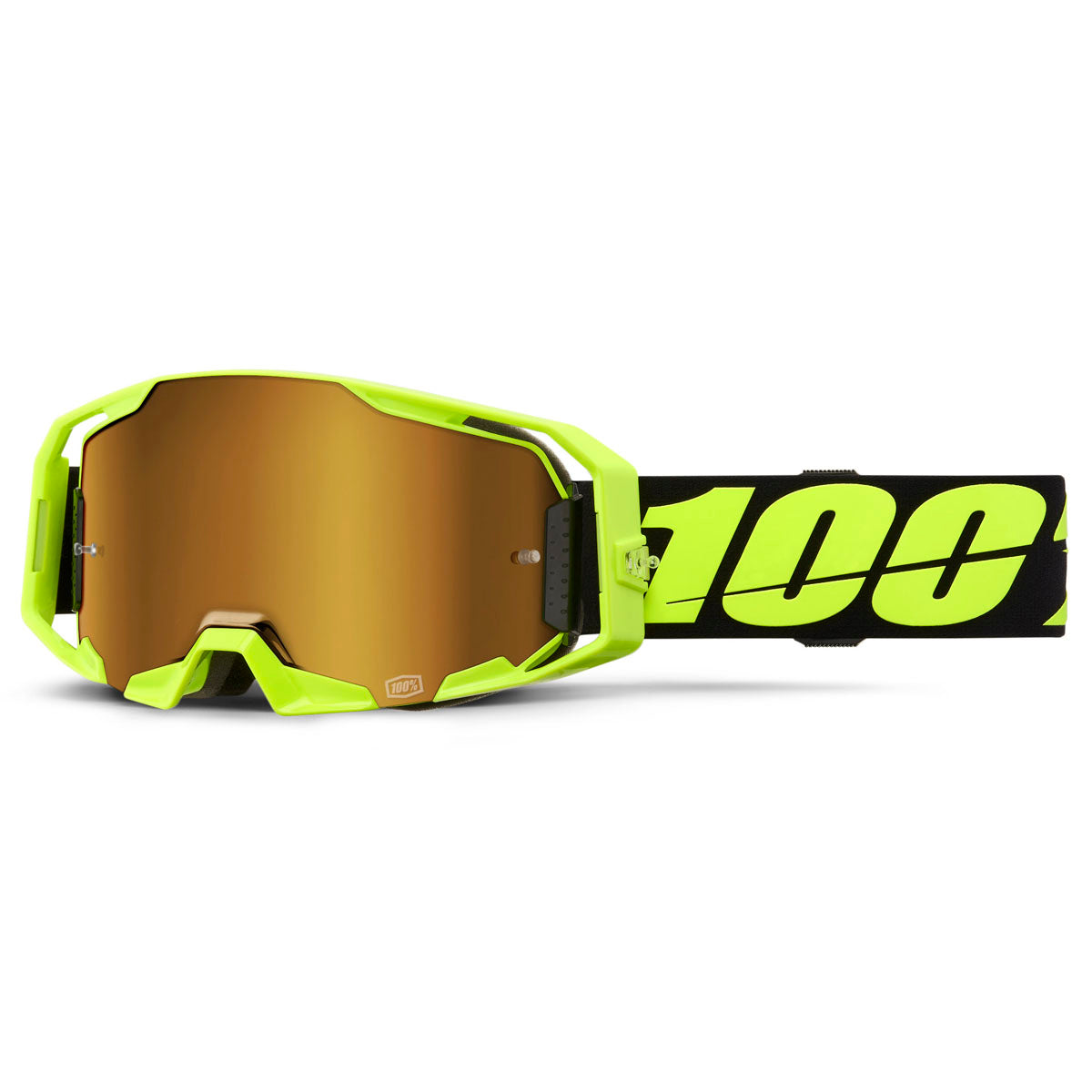 100% Armatic Goggles Neon Yellow / True Gold Mirrored Lens