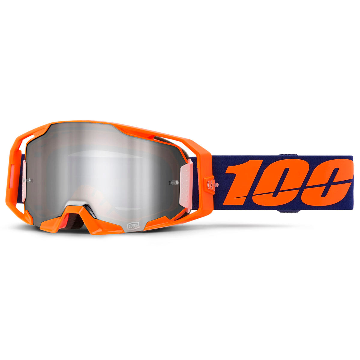 100% Armatic Goggles Neon Orange / Silver Flash Mirrored Lens