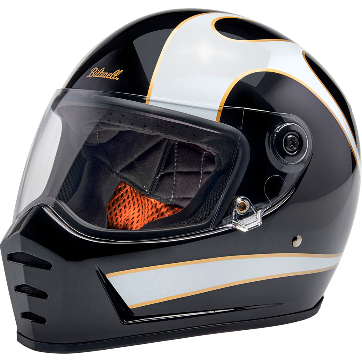 Biltwell Lane Splitter Helmet - Gloss Black/White Flames