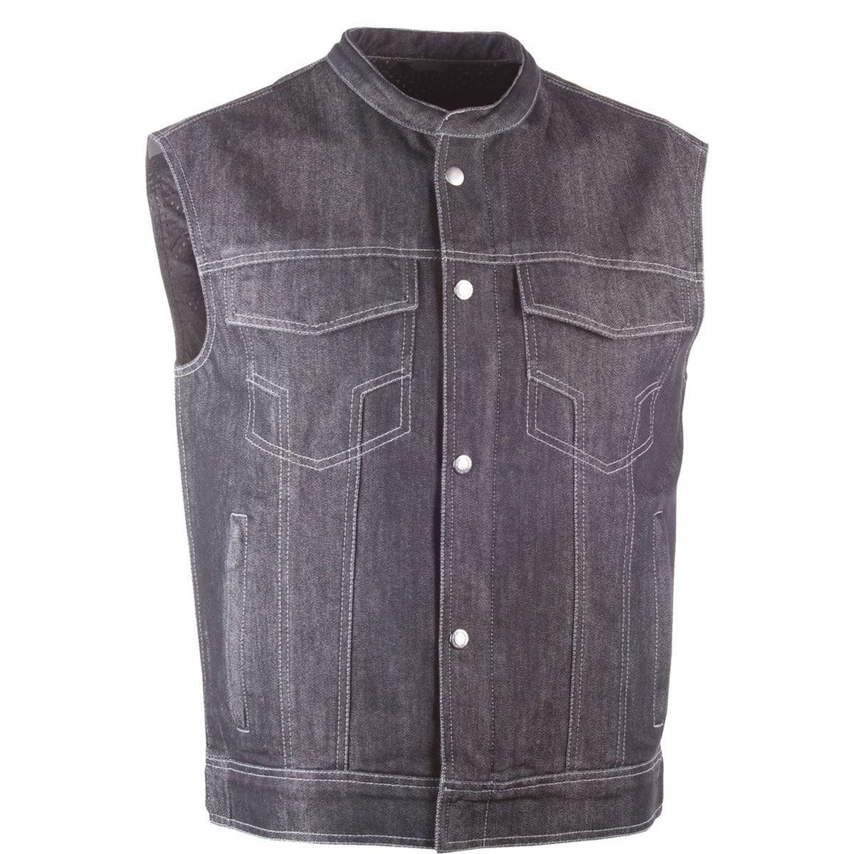 Highway 21 Iron Sights Club Collar Denim Vest - Black