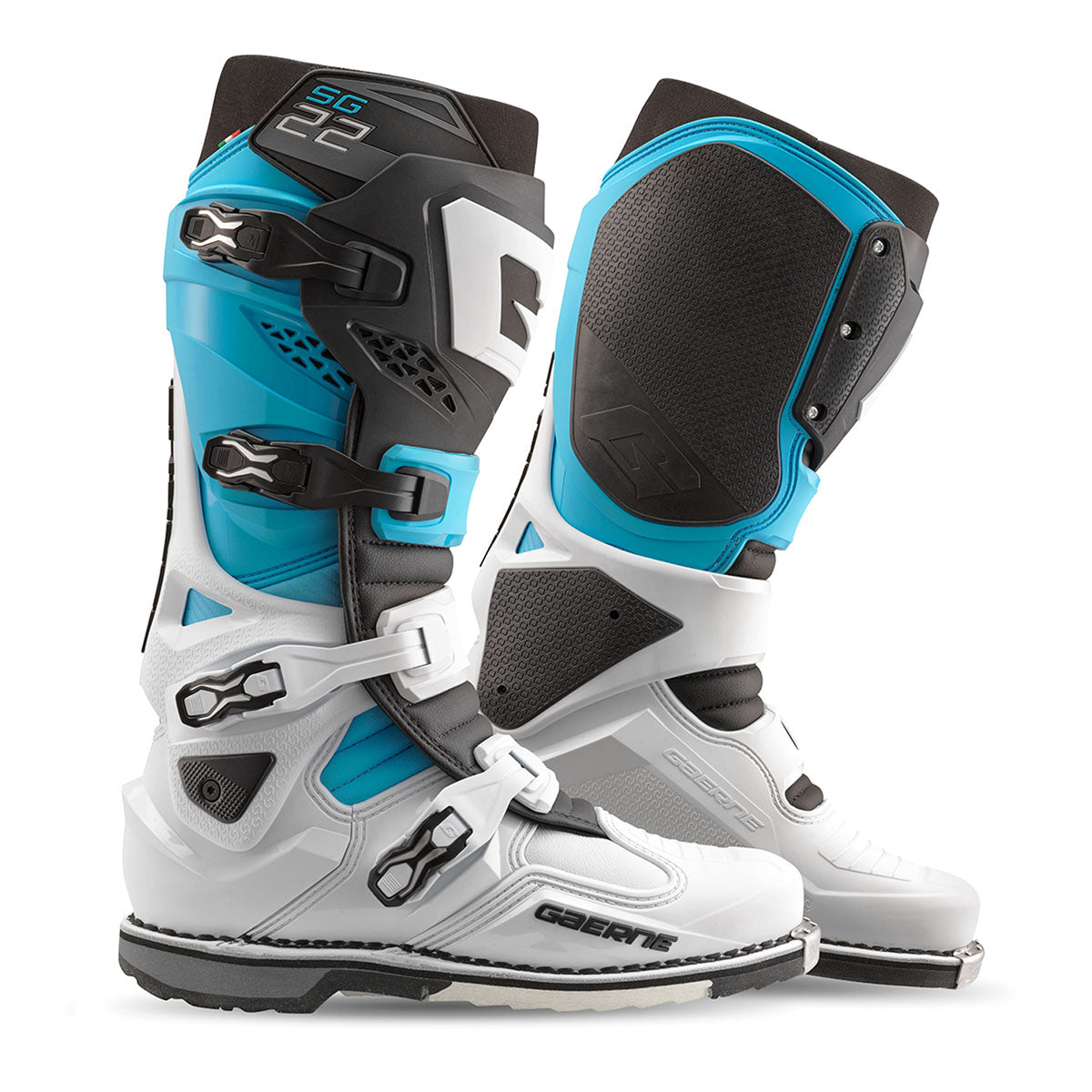 Gaerne SG-22 Boots - White/Black/Light Blue