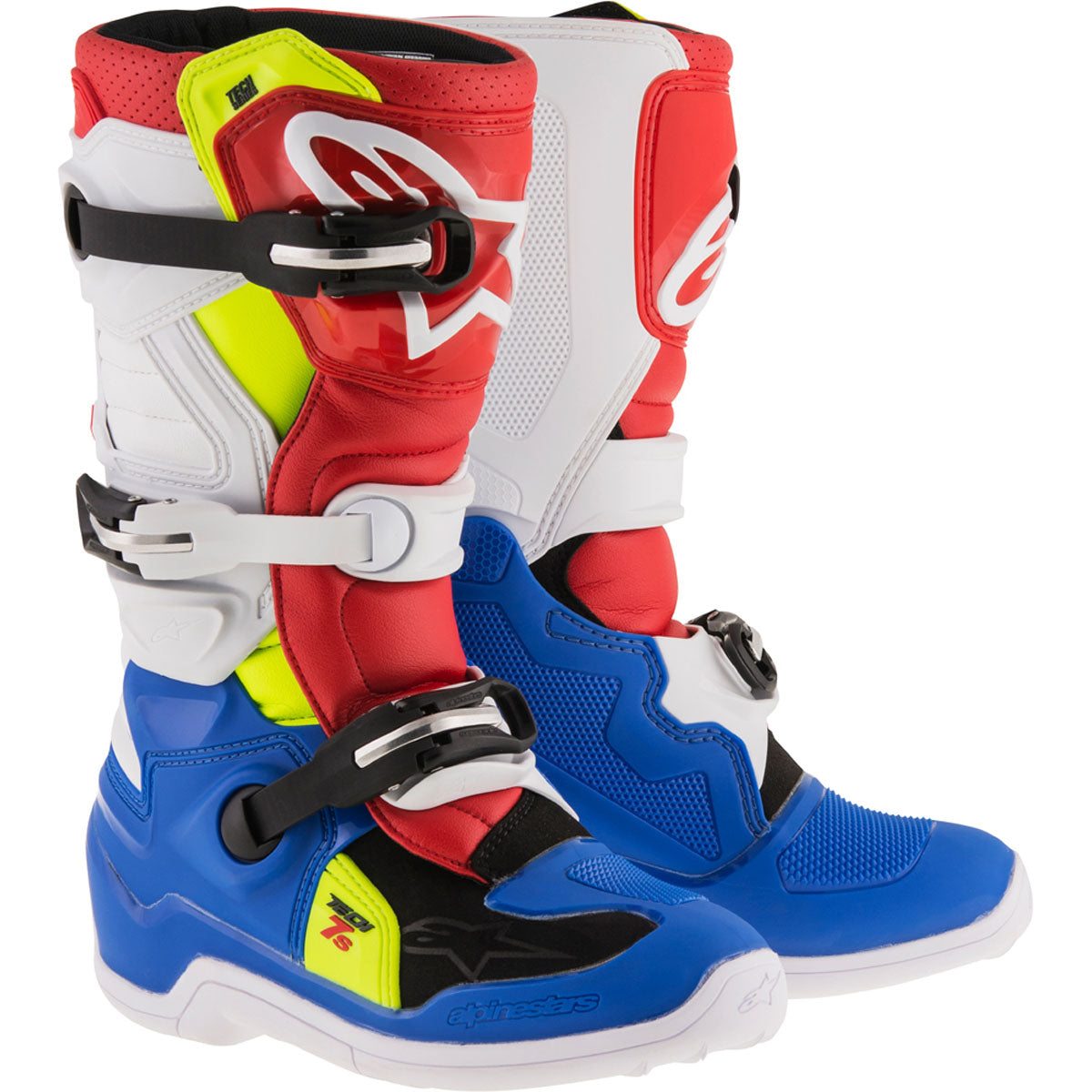 Alpinestars Tech 7S Youth Boots - Blue/White/Red/Yellow 