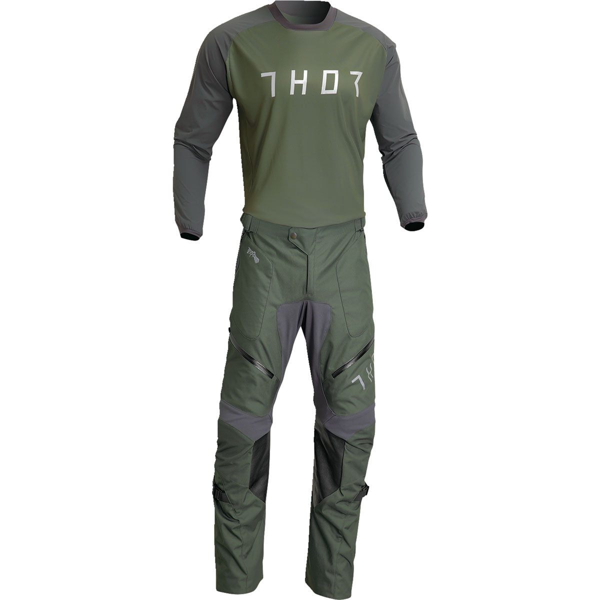 Thor Terrain Gear Set / Jersey Pant combo - Army Green/Charcoal