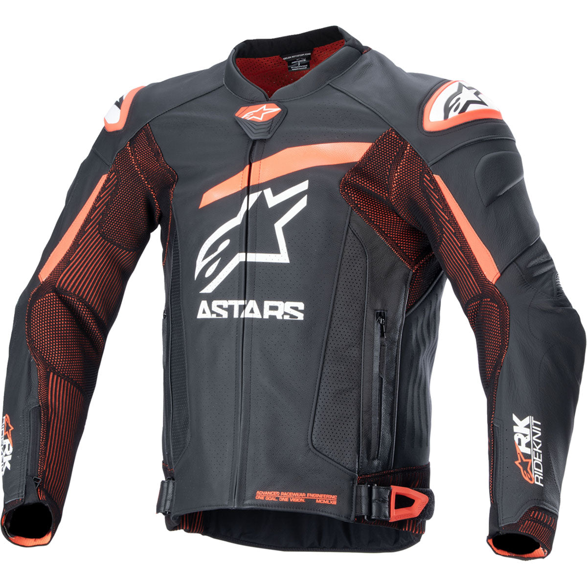 Alpinestars GP Plus R v4 Rideknit Leather Jacket - Black/Red Fluo/White