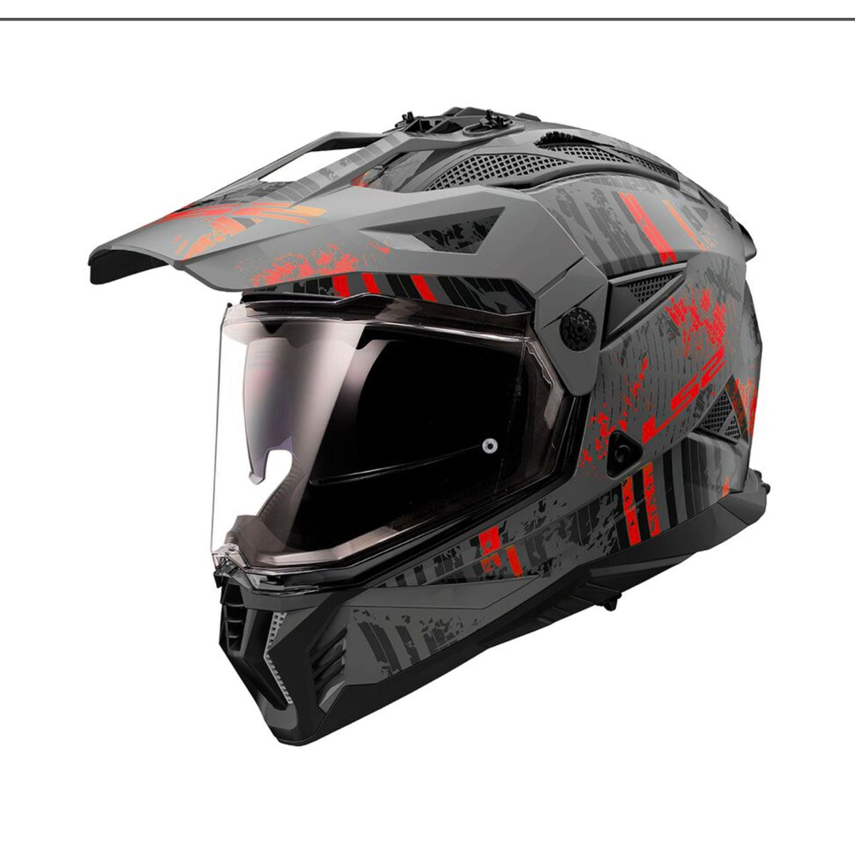 LS2 Blaze II Crazy Helmet - Matte Gray (Dark)/Red