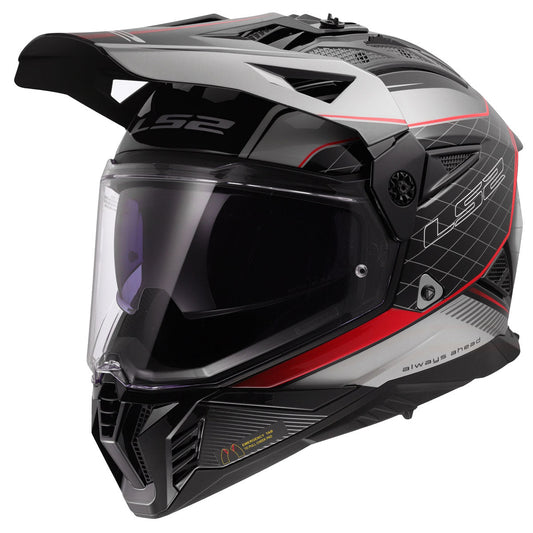 LS2 Blaze II 100th Meridian Helmet - Gloss Black/Gray (Light)/Red