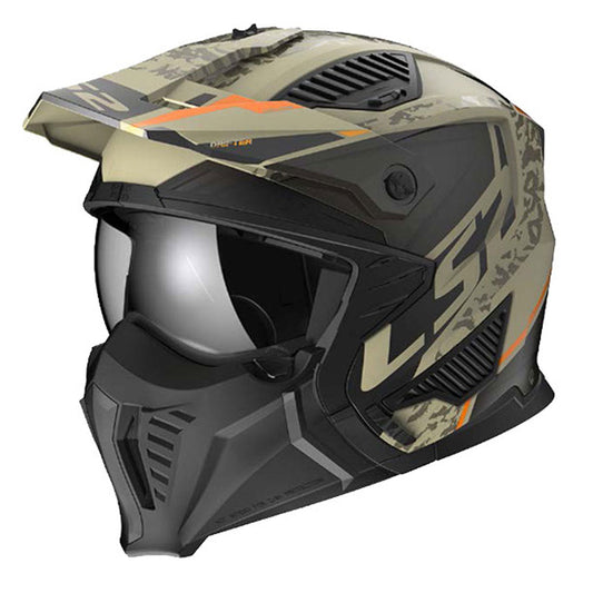 LS2 Drifter Devor Helmet - Matte Sand/Orange