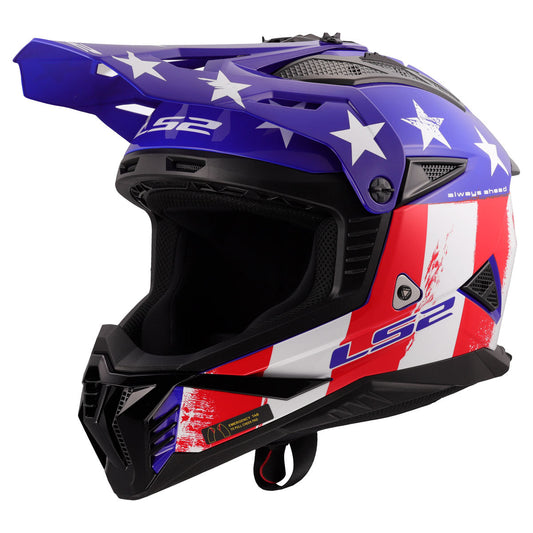 LS2 Gate II Battle Scar Helmet - Gloss Red/White/Blue