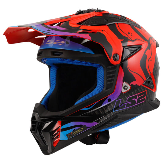 LS2 Gate II Wash Helmet - Gloss Red/Blue/Purple