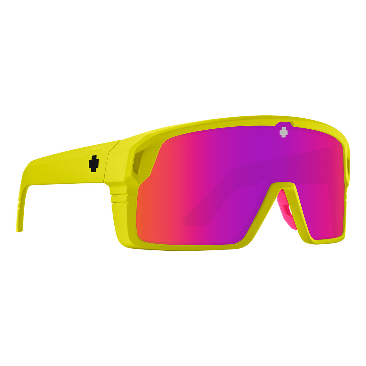 Spy Monolith Sunglasses CLOSEOUT - Matte Neon Yellow/Happy Gray Green Pink Spectra Mirror