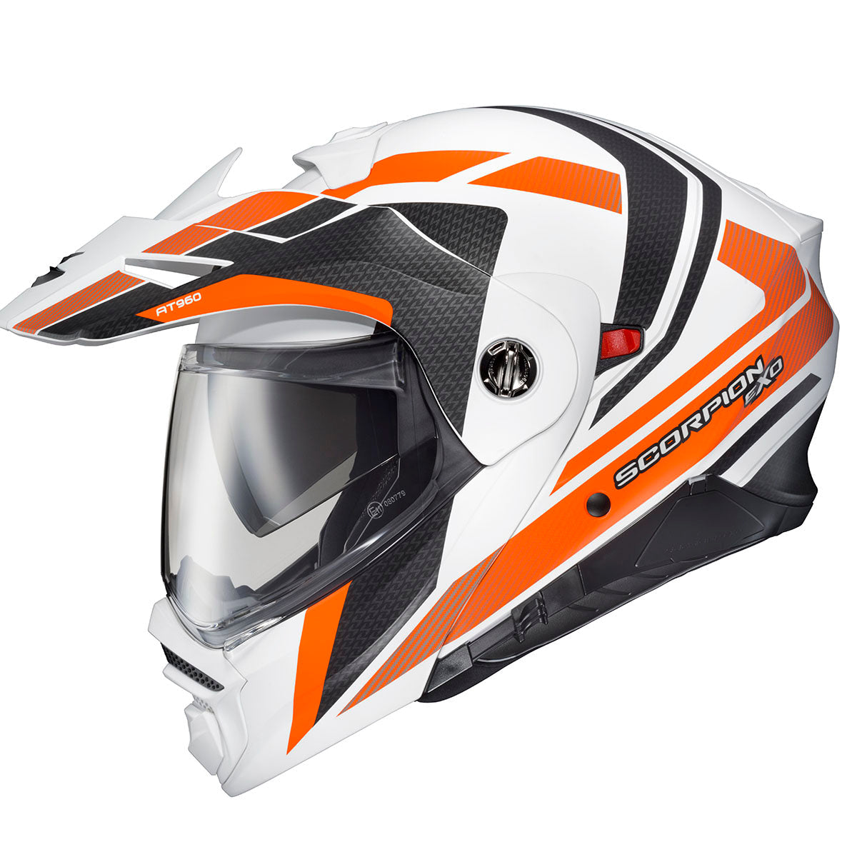 Scorpion EXO AT960 Modular Hicks Helmet - White/Orange