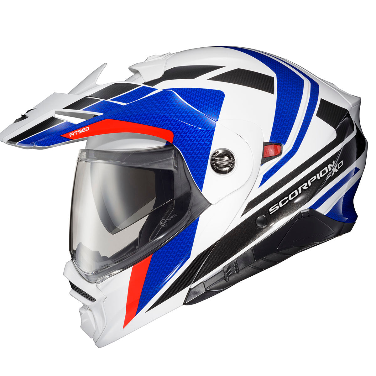 Scorpion EXO AT960 Modular Hicks Helmet CLOSEOUT - White/Blue