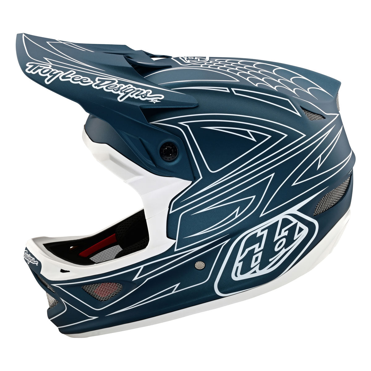 Troy Lee Designs D3 Fiberlite Helmet - Spiderstripe Blue