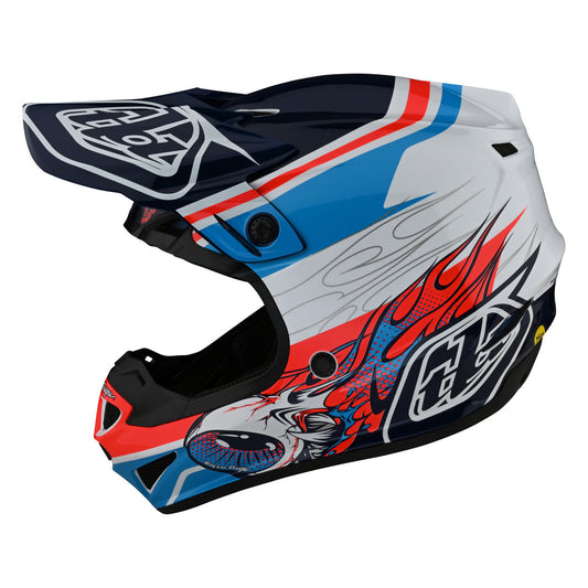 Troy Lee Designs SE4 Polyacrylite Helmet w/ MIPS - Skooly - Blue/Orange