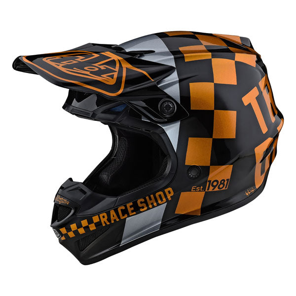 Troy Lee Designs SE4 Polyacrylite Helmet MIPS - Checker (Closeout) - Black/Gold