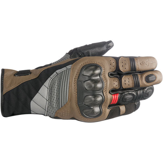 Alpinestars Belize Drystar Motorcycle Gloves - Black/Brown/Red