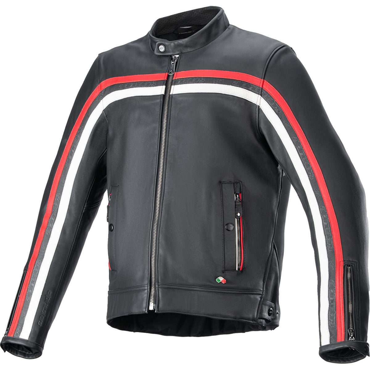 Alpinestars Dyno Leather Jacket - Black/Ruby Red/Ecru