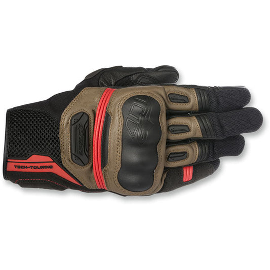 Alpinestars Highlands Motorcycle Gloves - Black/Brown/Red