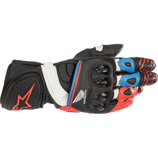 Alpinestars Honda GP Plus R v2 Gloves - Black/Bright Red/Blue