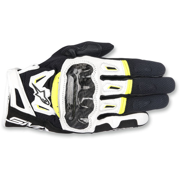 Alpinestars SMX-2 Air Carbon V2 Motorcycle Gloves - Black/White/Yellow