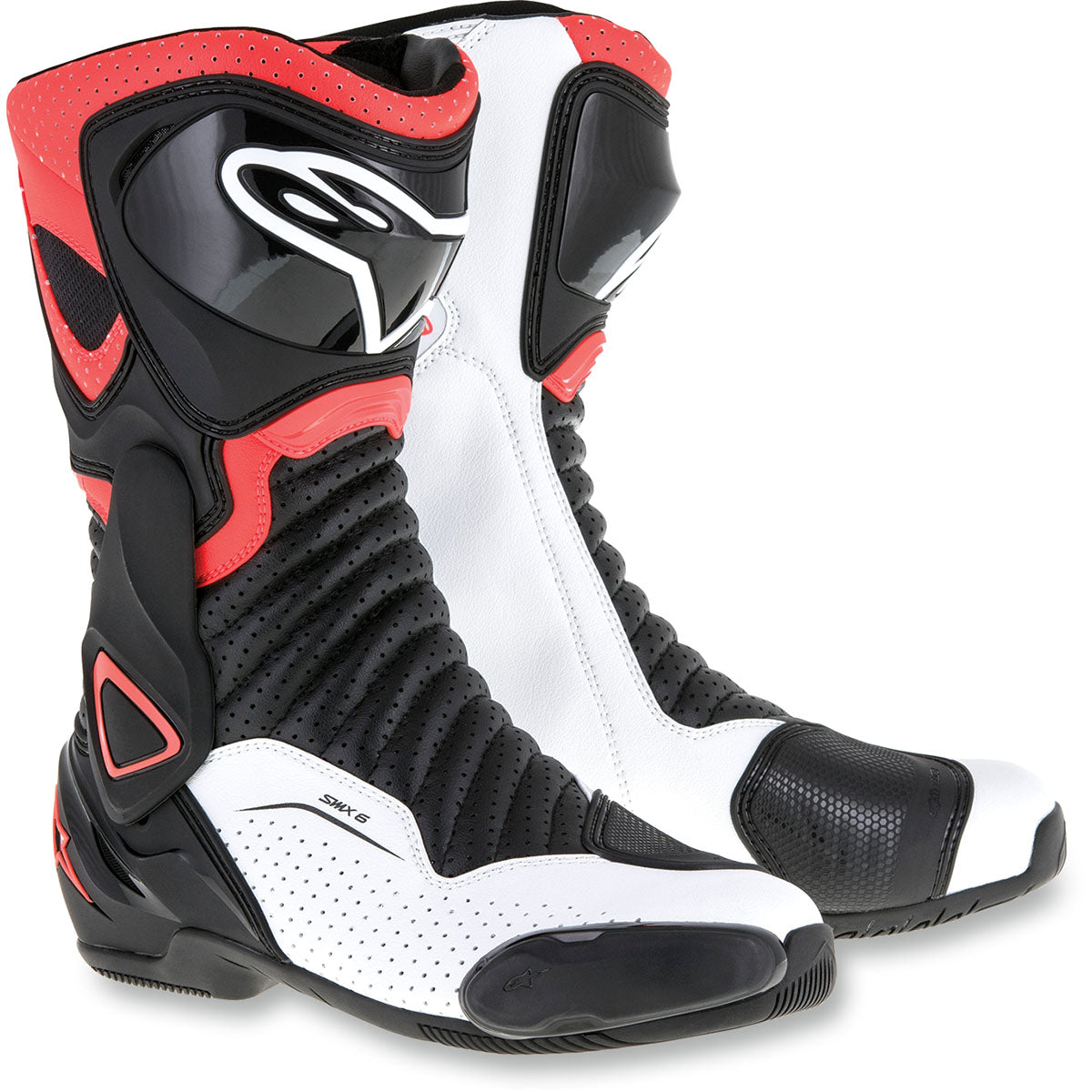 Alpinestars SMX-6 v2 Vented Boots - Black/White/Red Fluorescent