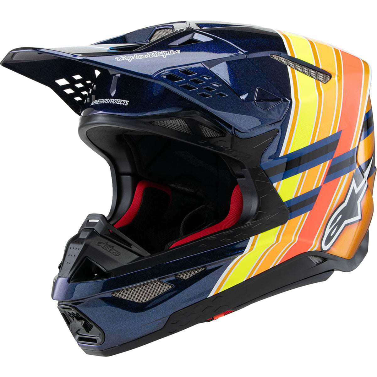 Alpinestars Supertech M10 MIPS Helmet - TLD Edition 25 - Gloss Dark Blue/Orange/Yellow/Fluo Red